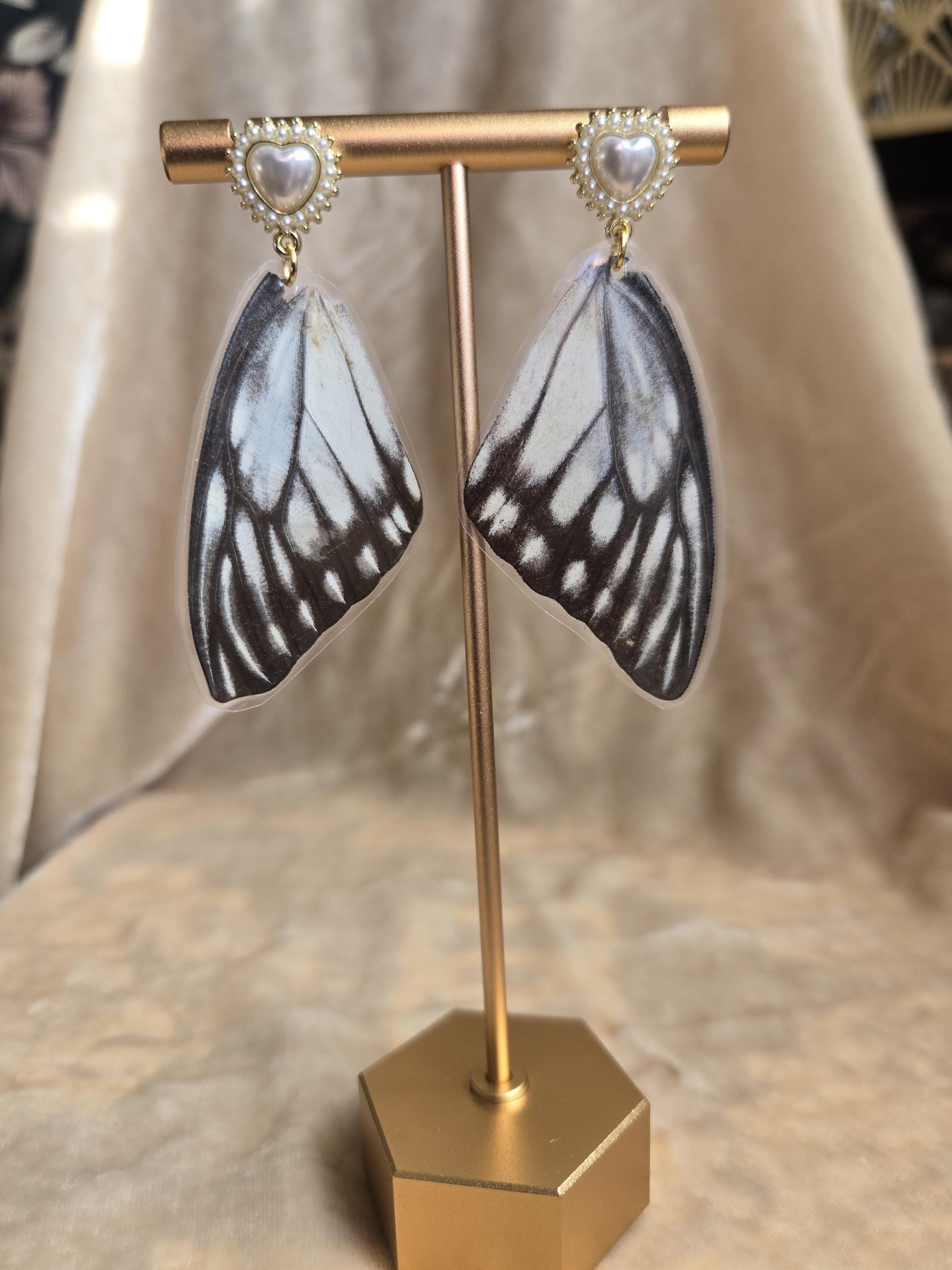 Pearl Halo Butterfly Wing Earrings