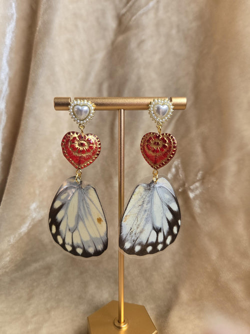 Crimson Heart Butterfly Wing Earrings
