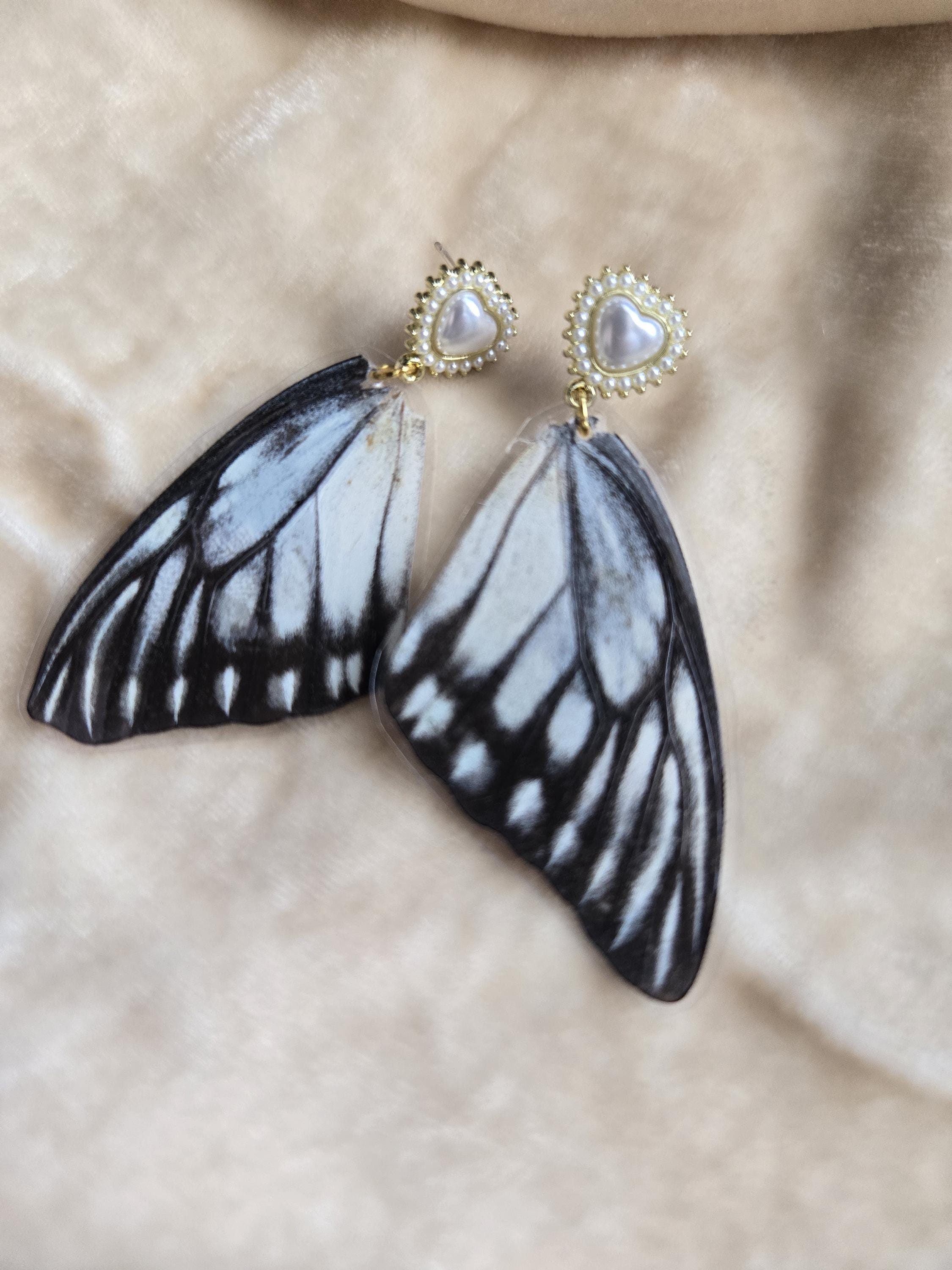 Pearl Halo Butterfly Wing Earrings