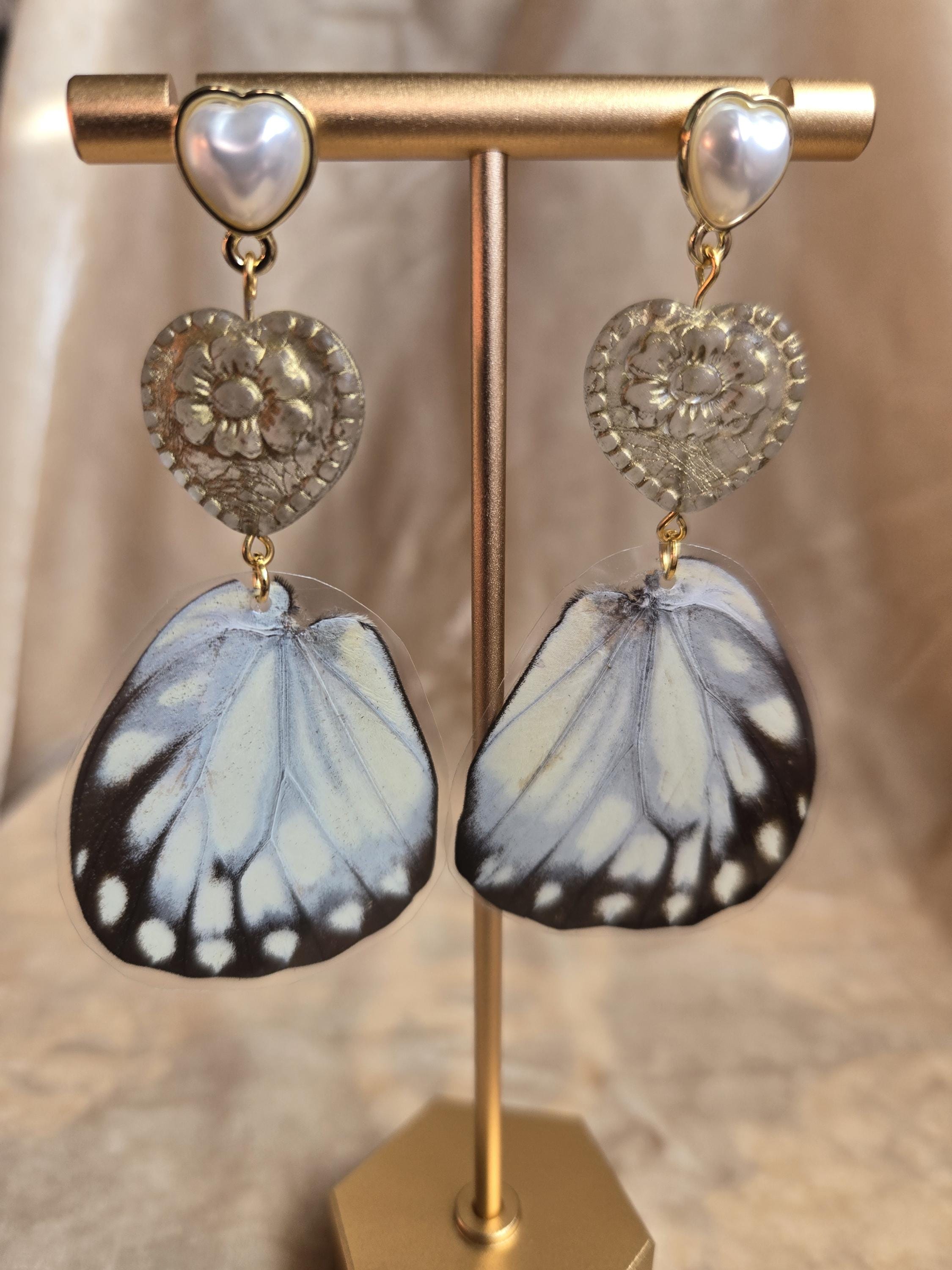 White Heirloom Butterfly Wing Earrings